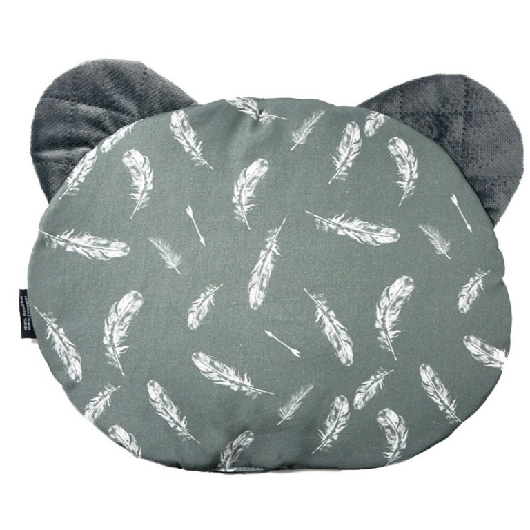 Teddy Pillow Dark Grey Feathers - Velvet