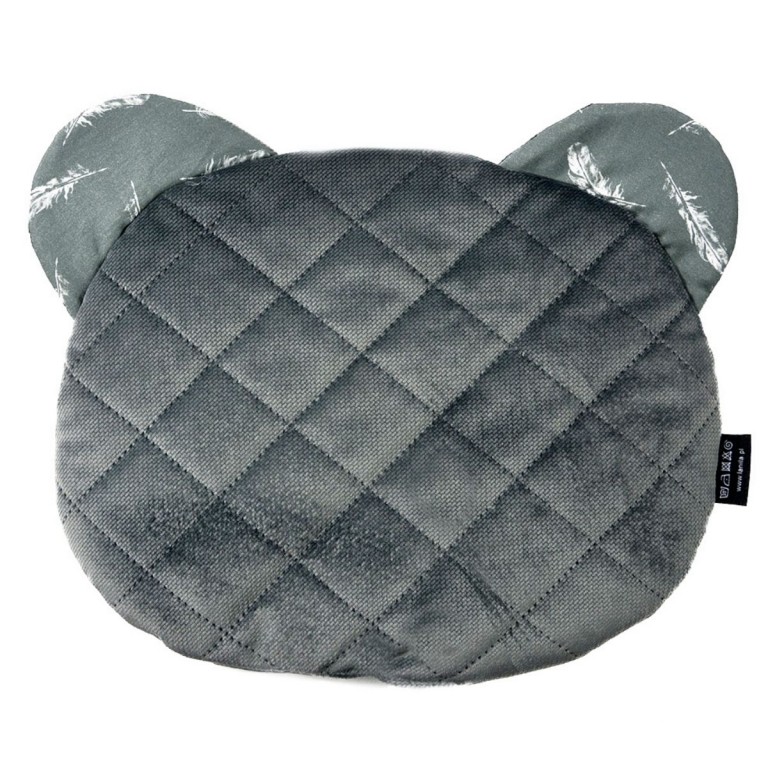 Teddy Pillow Dark Grey Feathers - Velvet