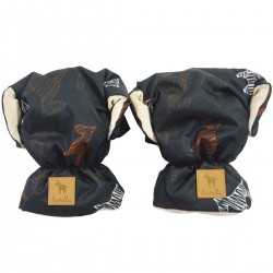 Waterproof Muff/Gloves Latte Follow the Zebra Velvet