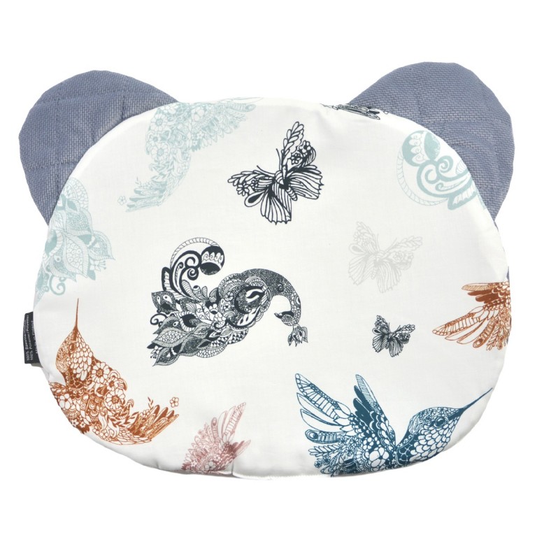 Teddy Pillow Grey Mandala Birds - Velvet