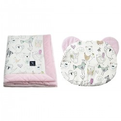 Baby Set Newborn Blanket Velvet 60x70cm + Teddy Pillow Pink Tender Friends