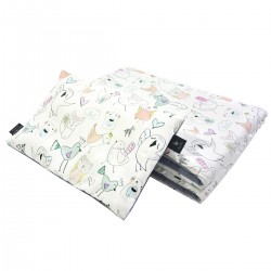 Baby Set Medium Blanket Velvet 75x100cm + Pillow 25x40cm Velvet Grey Tender Friends