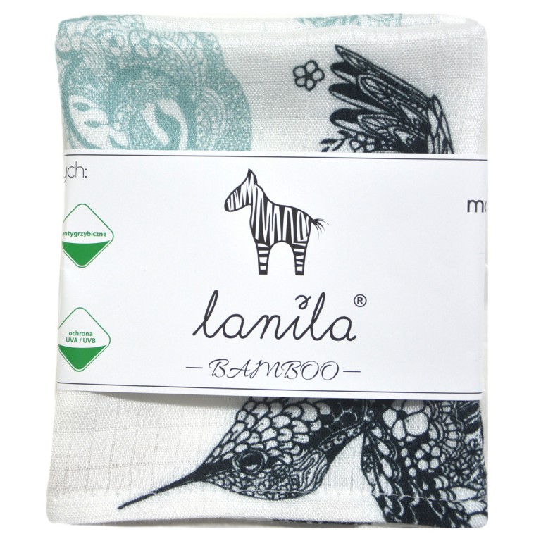 Baby Muslin Swaddle 100% Bamboo 30x30cm Mandala Birds