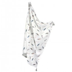 Bamboo Swaddle 100x120cm with fringes Grey Pure