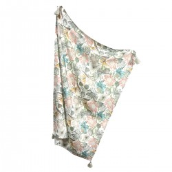 Bamboo Swaddle 100x120cm with fringes Grey Vintage Meadow