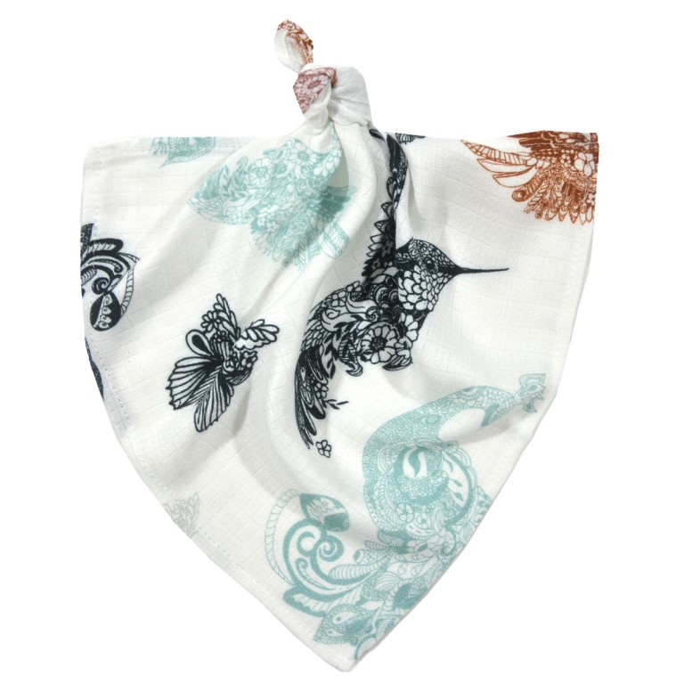Baby Muslin Swaddle 100% Bamboo 30x30cm Mandala Birds