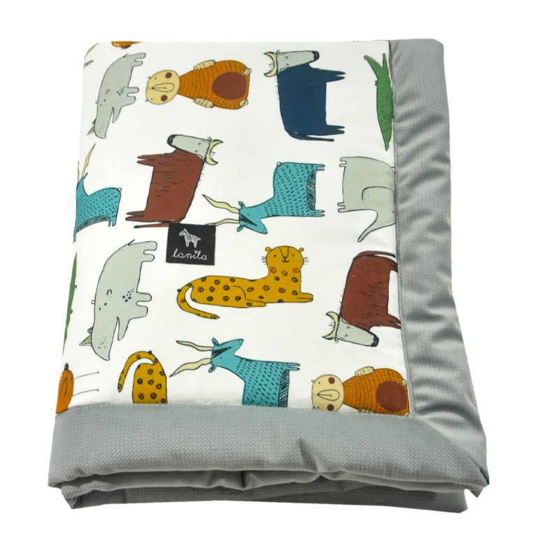 Newborn Blanket 60x70cm Silver In the Zoo - Velvet