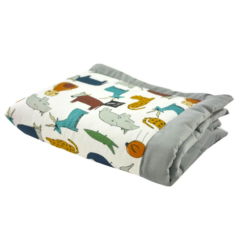 Newborn Blanket 60x70cm Silver In the Zoo - Velvet