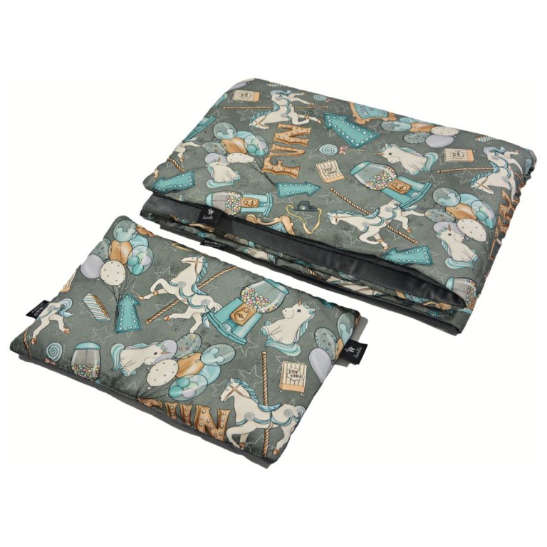 Baby Set Medium Blanket Velvet 75x100cm + Pillow 25x40cm Velvet Dark Grey Baby Boy