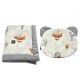 Baby Set Newborn Blanket Velvet 60x70cm + Teddy Pillow Silver Up in the Air