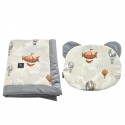 Baby Set Newborn Blanket Velvet 60x70cm + Teddy Pillow Silver Up in the Air