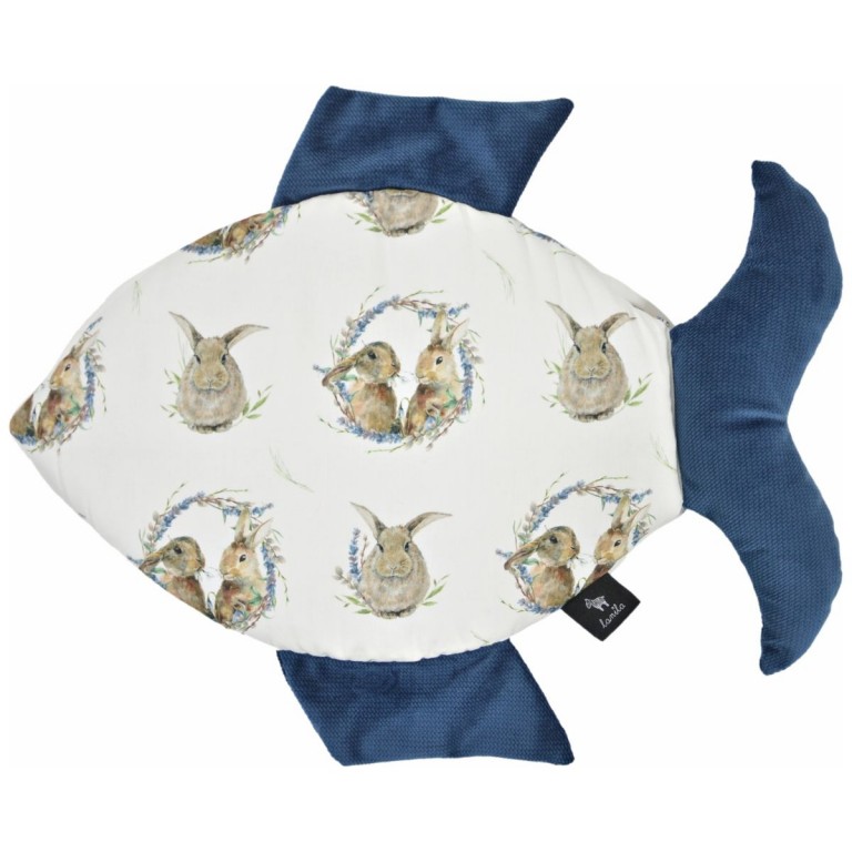 Fish Pillow Navy Mr. Bunny - Velvet