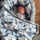 Newborn Blanket 60x70cm Dark Grey Dreaming Dino - Velvet