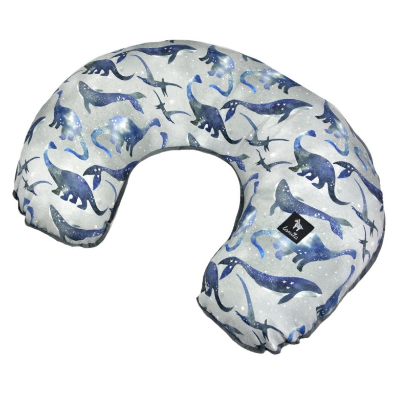 Breastfeeding Pillow Dark Grey Dreaming Dino - Velvet