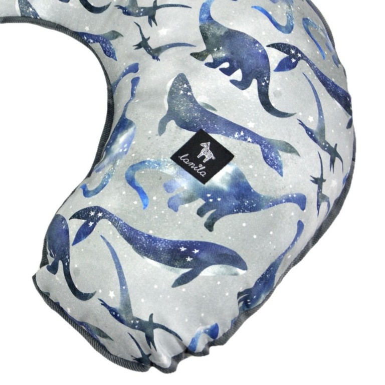 Breastfeeding Pillow Dark Grey Dreaming Dino - Velvet