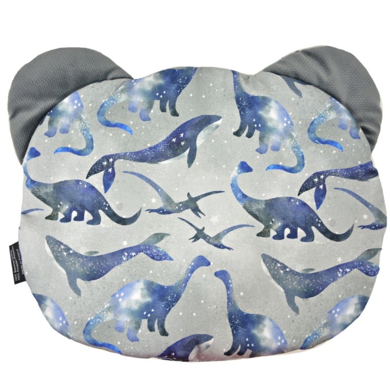 Teddy Pillow Dark Grey Dreaming Dino - Velvet