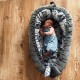 Baby Nest Dark Grey Dreaming Dino - Velvet