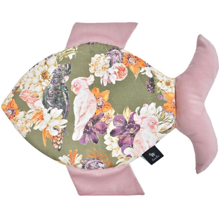 Fish Pillow Sepia Rose Hello Parrots - Velvet