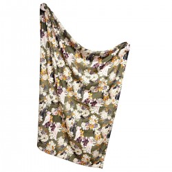 Bamboo Swaddle 100x120cm with fringes Pink Hello Parrots