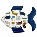 Fish Pillow Navy In the Zoo - Velvet