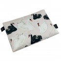 Medium Bed Pillow 25x40 Silver Swans - Velvet