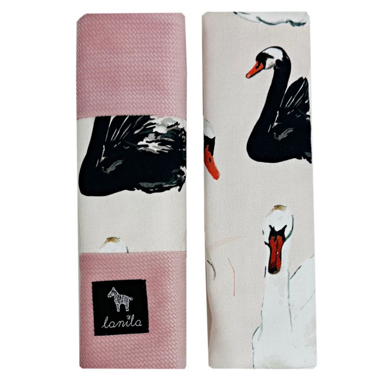 Seatbelt Cover Sepia Rose Swans - Velvet