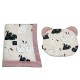 Baby Set Newborn Blanket Velvet 60x70cm + Teddy Pillow Sepia Rose Swans