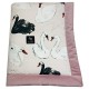 Baby Set Newborn Blanket Velvet 60x70cm + Teddy Pillow Sepia Rose Swans