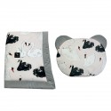 Baby Set Newborn Blanket Velvet 60x70cm + Teddy Pillow Silver Swans