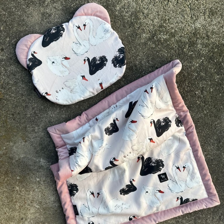 Teddy Pillow Sepia Rose Swans - Velvet