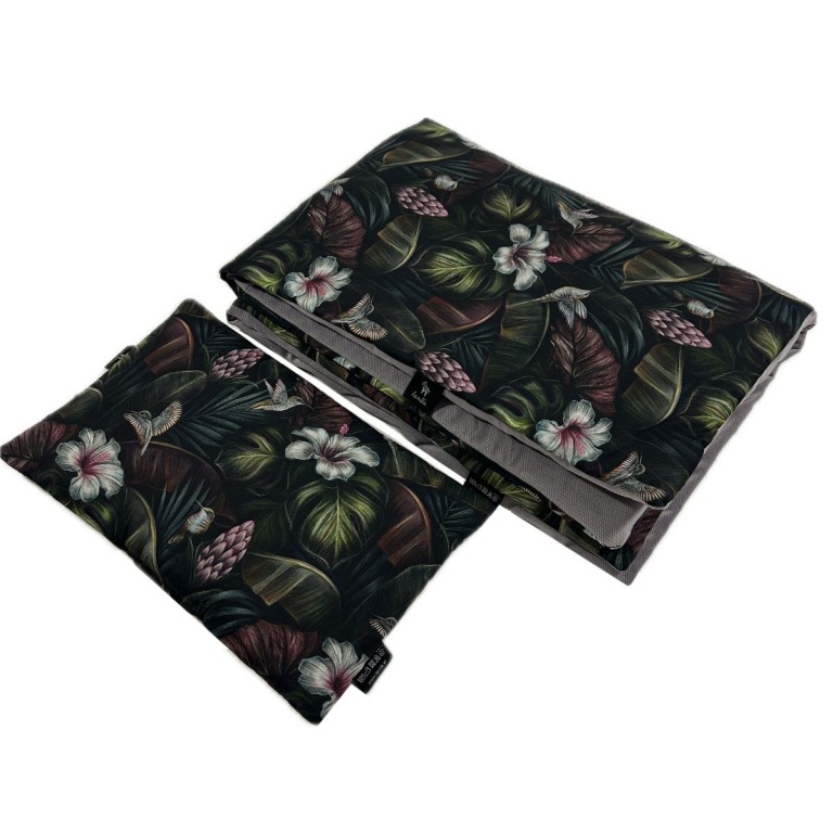 Baby Set Medium Blanket Velvet 75x100cm + Pillow 25x40cm Velvet Cloud Grey Tropical Jungle