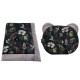 Baby Set Newborn Blanket Velvet 60x70cm + Teddy Pillow Cloud Grey Tropical Jungle