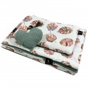 Baby Set Limit Newborn Blanket 75x100cm + Pillow 25x40cm Wafel Green Monstera + Heart