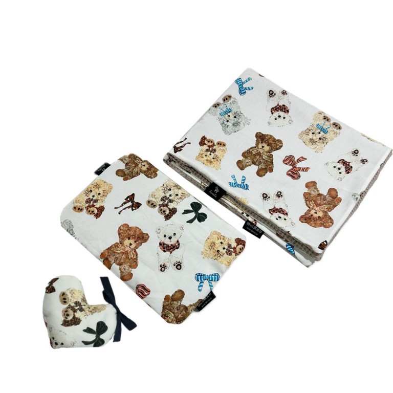 Baby Set Limit Newborn Light Blanket 60x70cm + Pillow 20x30cm Wafel Caramel Teddy + Heart