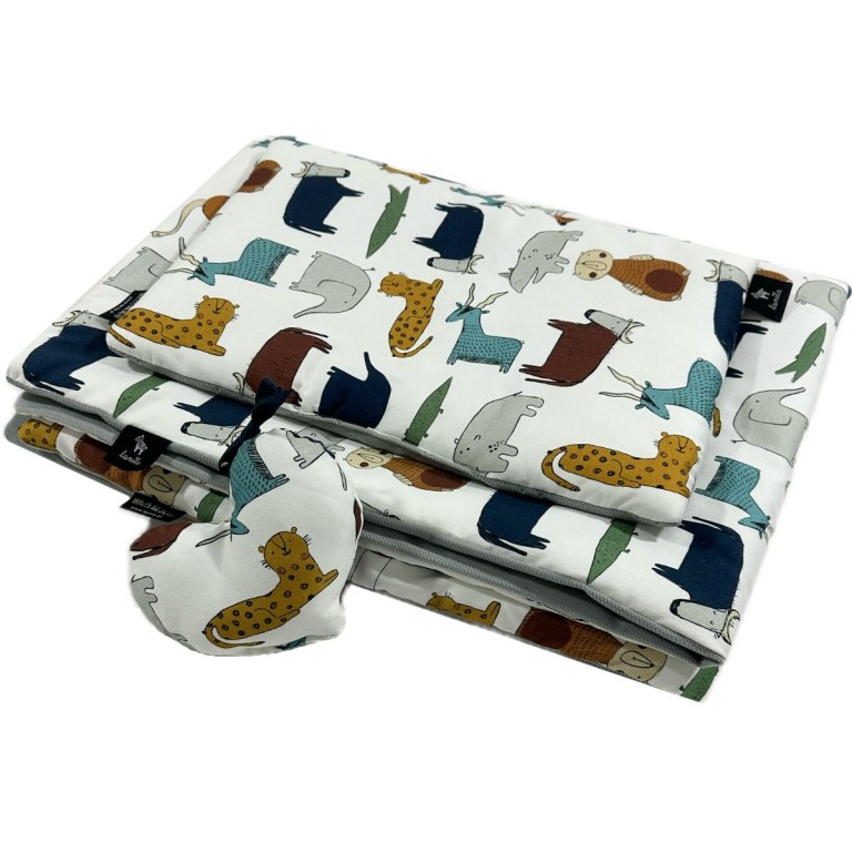 Baby Set Limit Newborn Blanket 75x100cm + Pillow 25x40cm Velvet Silver In the Zoo + Heart