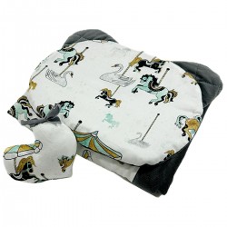 Baby Set Limit Newborn Blanket 60x70cm + Teddy Pillow Velvet Dark Grey Funfair + Heart