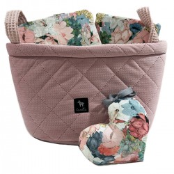 Set Limit Container + Light Newborn Blanket 60x70cm + Pillow 20x30cm Waffle Grey Lucy Bloom + Heart