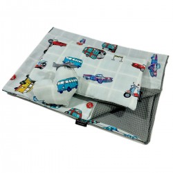 Baby Set Limit Newborn Light Blanket 75x100cm + Pillow 25x40cm Wafel Dark Grey Born to Drive + Heart