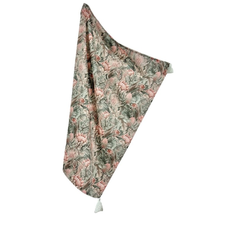 Cotton Swaddle with Fringes Botanic 75x100cm