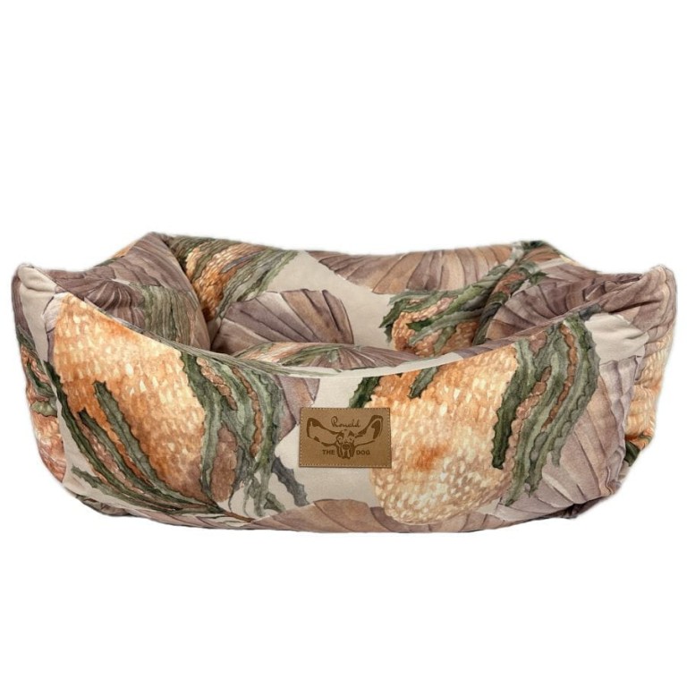 DOG BED ORANGE FLOWER - SMALL