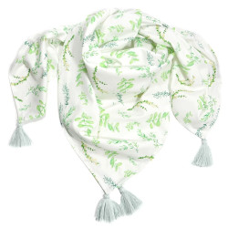 Bamboo Swaddle 100x120cm with fringes Grey Springflakes