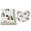 Baby Set Newborn Blanket Velvet 60x70cm + Teddy Pillow Furry Family