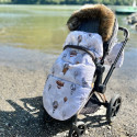 NEW Stroller Bag with Fur Silver Up in the Air Velvet L/XL (1-3 years)
