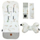 NEW Baby Set Pad + Pillow + Cover + Strap Silver Flora - Velvet