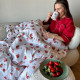 Blanket for Adults Basil Green I Love Strawberry 140x200 - Waffel