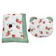 Baby Set Newborn Blanket Waffle 60x70cm + Teddy Pillow Basil Green I Love Strawberry