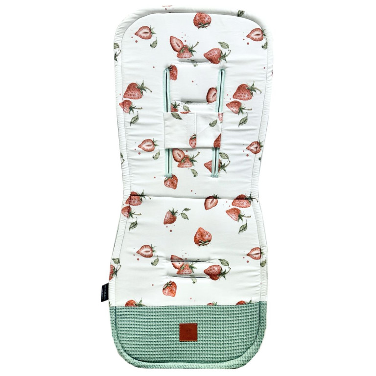 Stroller Pad Basil Green I Love Strawberry - Waffel