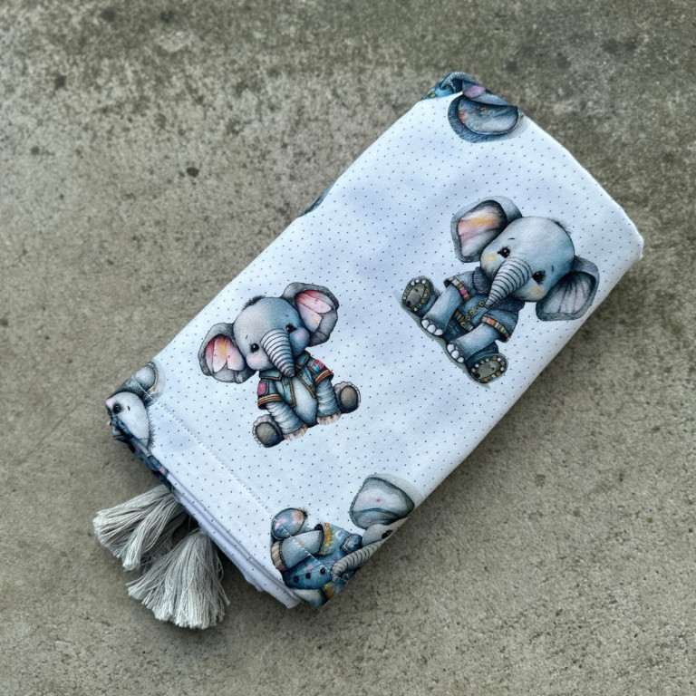 Bawełniany Otulacz z frędzlami Grey Dumbo 75x100cm