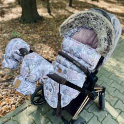 NEW Stroller Bag with Fur S/M (0-1 year) Sepia Rose Vintage Meadow Velvet