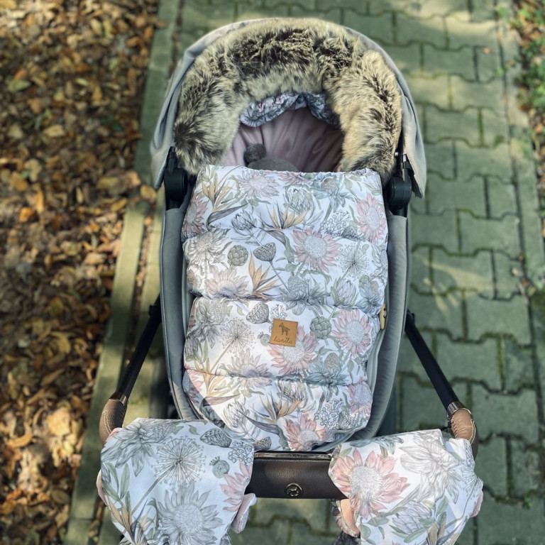 NEW Stroller Bag with Fur S/M (0-1 year) Sepia Rose Vintage Meadow Velvet